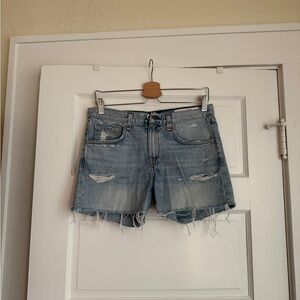 rag&bone mid-rise denim shorts with a distressed effect